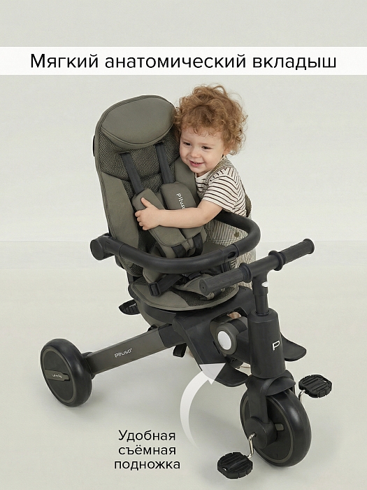 Велосипед трехколесный Pituso Leve Pro 2026 с сумкой Khaki/Хаки(хаки рама) — фото 8