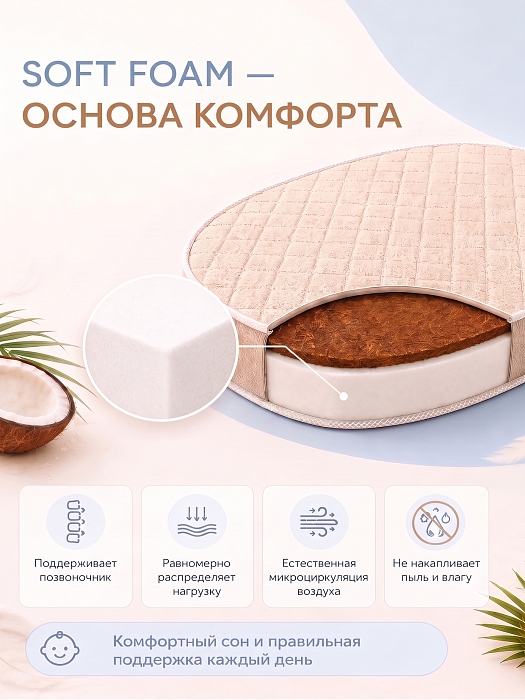 Матрас детский Pituso Кокос Стандарт П 125х75х10 см — фото 5
