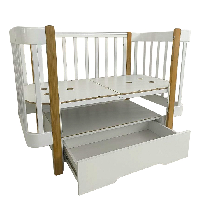 Кровать детская Pituso Olivia маятник/ящик/автостенка/колесо 120х60 см Белый-бук — фото 5