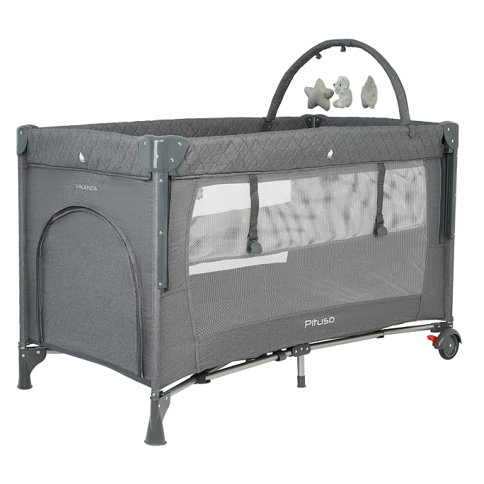 Манеж-кровать Pituso Valencia с опускающимся бортиком Серый — фото 1