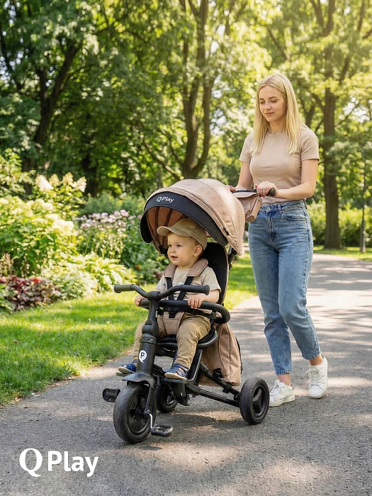 Трехколесный складной велосипед Qplay Nova+ Beige/Бежевый — фото 2