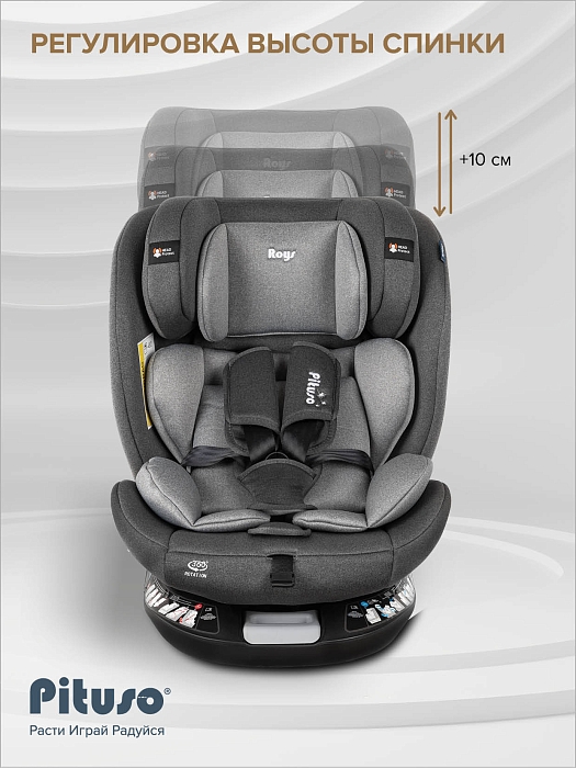 Автокресло 0-36 кг Pituso Roys+ Dark grey, Grey Inlay /Темно-серый,Серый вкладыш — фото 6