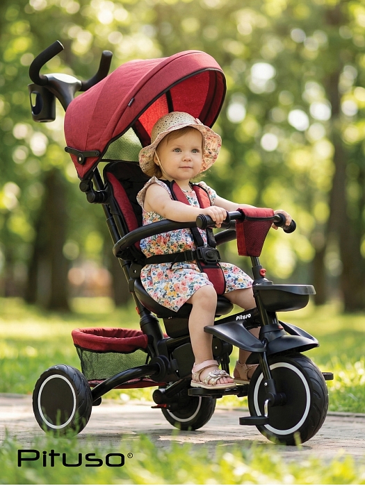 Велосипед трехколесный Pituso Elite Plus 2025 Red Maroon/Темно-красный — фото 2