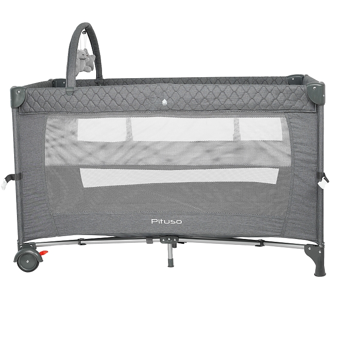 Манеж-кровать Pituso Valencia с опускающимся бортиком Серый — фото 4