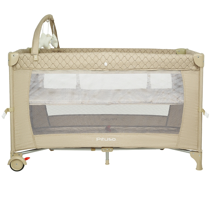 Манеж-кровать Pituso Valencia с опускающимся бортиком Бежевый — фото 4