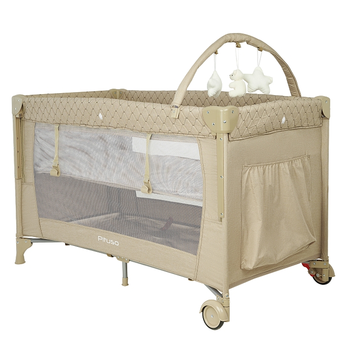 Манеж-кровать Pituso Valencia с опускающимся бортиком Бежевый — фото 3