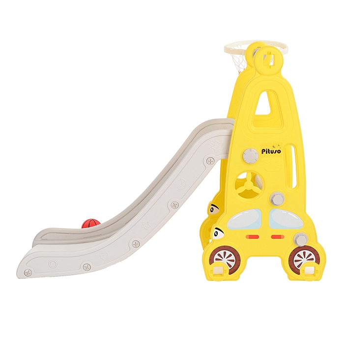 Детская горка Pituso с баскетбольным кольцом Суперкар Yellow/Желтый — фото 4