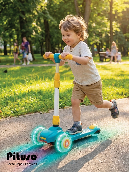 Трехколесный самокат Pituso 3в1 HD-8814B Blue/синий (2 места) — фото 6