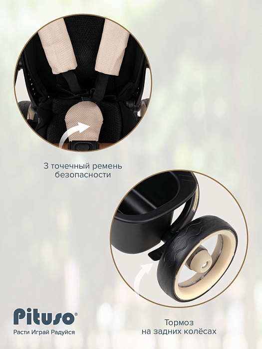 Велосипед трехколесный Pituso Elite Pro Beige/Бежевый — фото 8