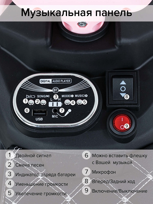 Электроквадроцикл Pituso  с пультом управления 6V/7Ah,20W*1 Pink/Розовый — фото 5