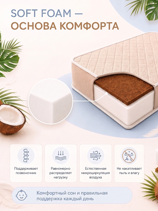 Матрас детский Pituso Кокос Стандарт П для колыбели Denia — фото 5