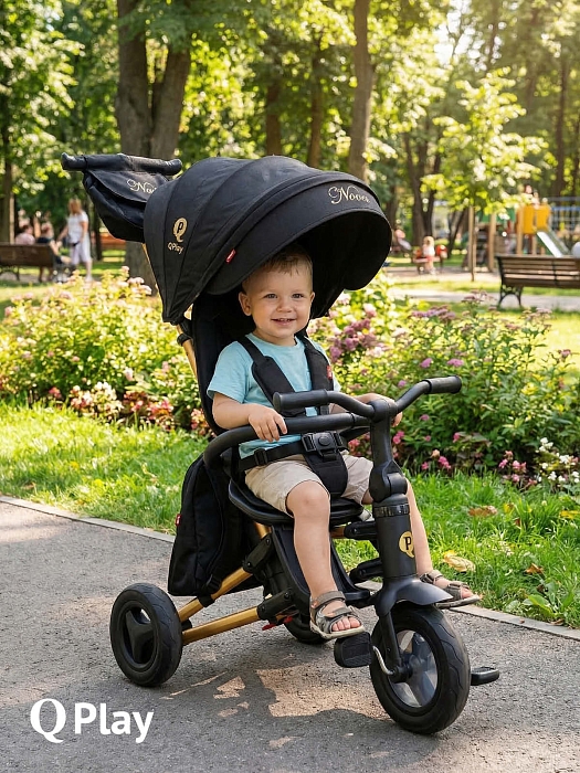 Трехколесный складной велосипед Qplay Nova+ Black-Gold/Черный-Золотой — фото 13