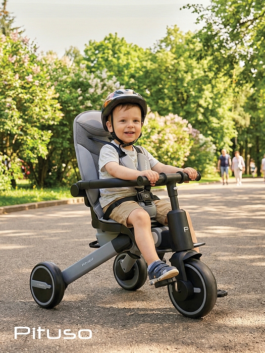 Велосипед трехколесный Pituso Leve Pro 2026 с сумкой Grey/Серый (серая рама) — фото 15