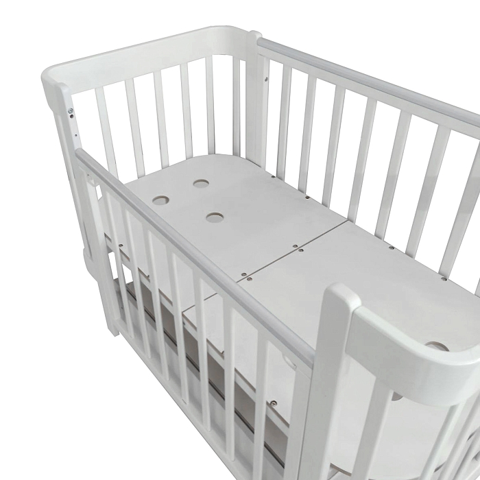 Кровать детская Pituso Olivia маятник/ящик/автостенка/колесо 120х60 см Белый-белый — фото 7