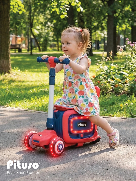 Трехколесный самокат Pituso 3в1 HD-8814B Red/красный (2 места) — фото 5
