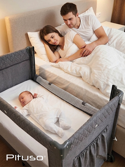 Манеж-кровать Pituso Valencia с опускающимся бортиком Серый — фото 15
