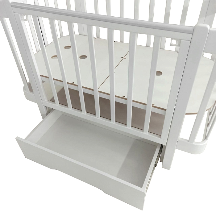 Кровать детская Pituso Olivia маятник/ящик/автостенка/колесо 120х60 см Белый-белый — фото 5