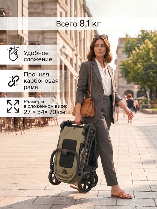 Прогулочная коляска Pituso Carbon RX бежевая с золотой рамой — фото 4