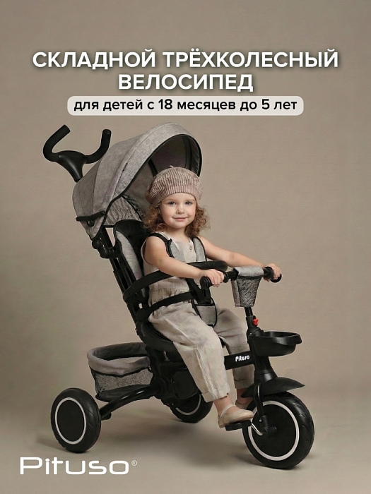 Велосипед трехколесный Pituso Elite Plus 2025 Beige/Бежевый — фото 1