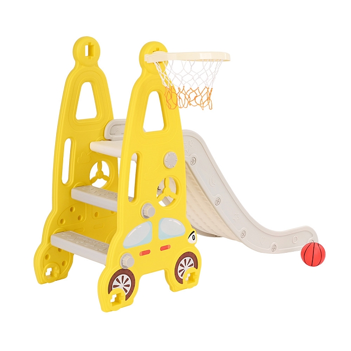 Детская горка Pituso с баскетбольным кольцом Суперкар Yellow/Желтый — фото 6