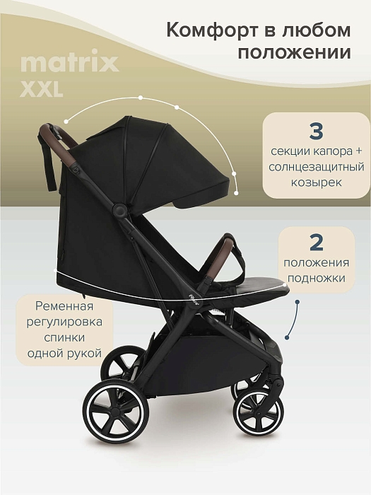 Прогулочная коляска Pituso Matrix (большие колеса) Black — фото 3