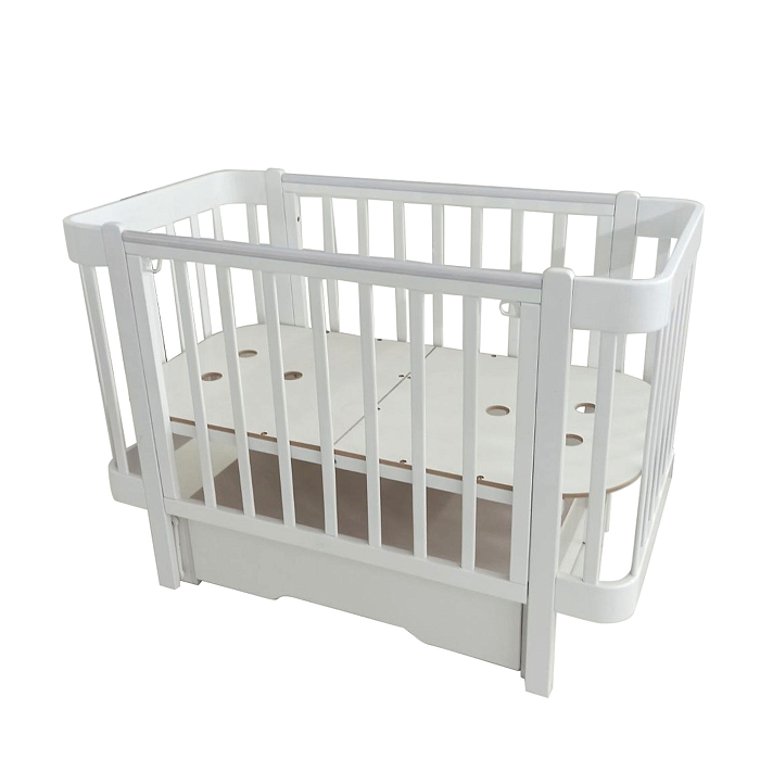 Кровать детская Pituso Olivia маятник/ящик/автостенка/колесо 120х60 см Белый-белый — фото 3