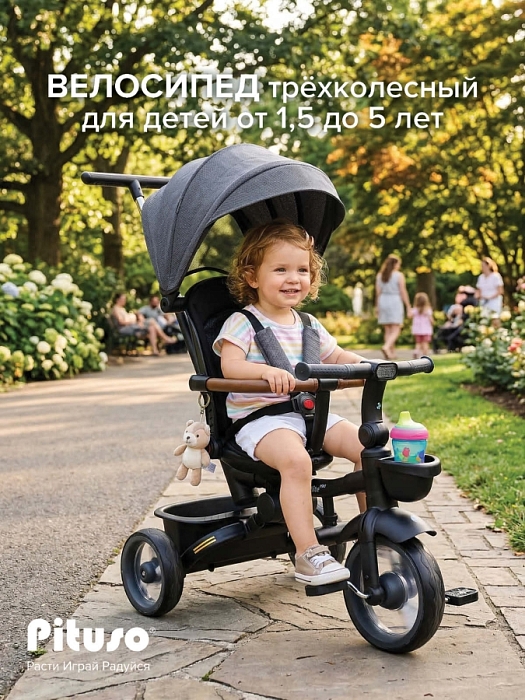 Велосипед трехколесный Pituso Elite Pro Grey/Серый — фото 1