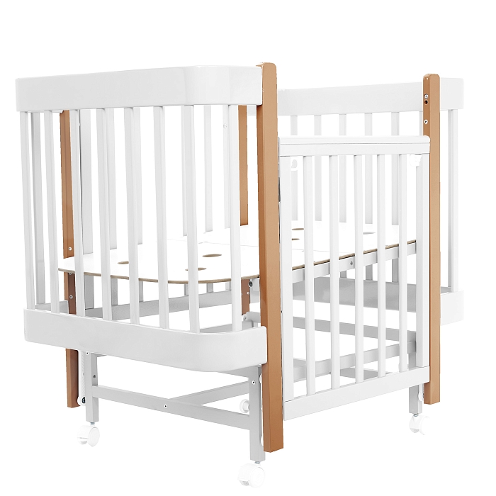 Кровать приставная Pituso Mirelle маятник/автостенка Белый-Бук — фото 9