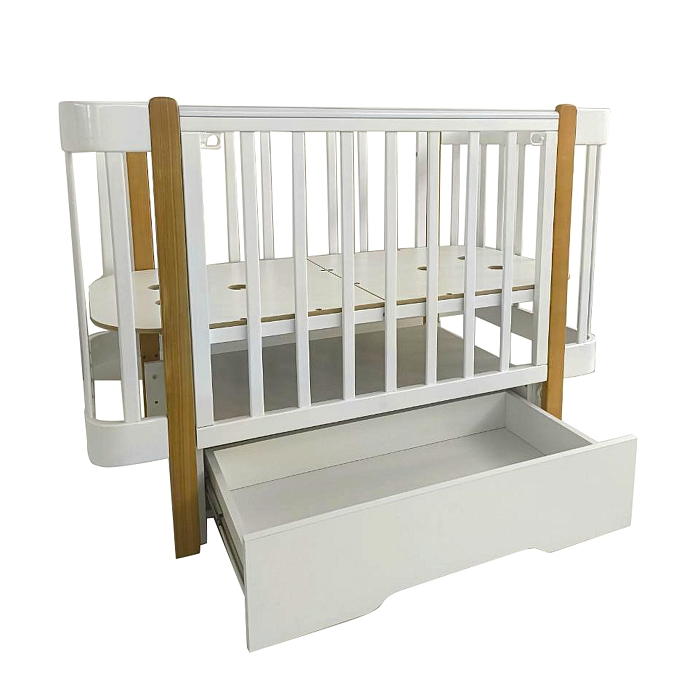 Кровать детская Pituso Olivia маятник/ящик/автостенка/колесо 120х60 см Белый-бук — фото 8