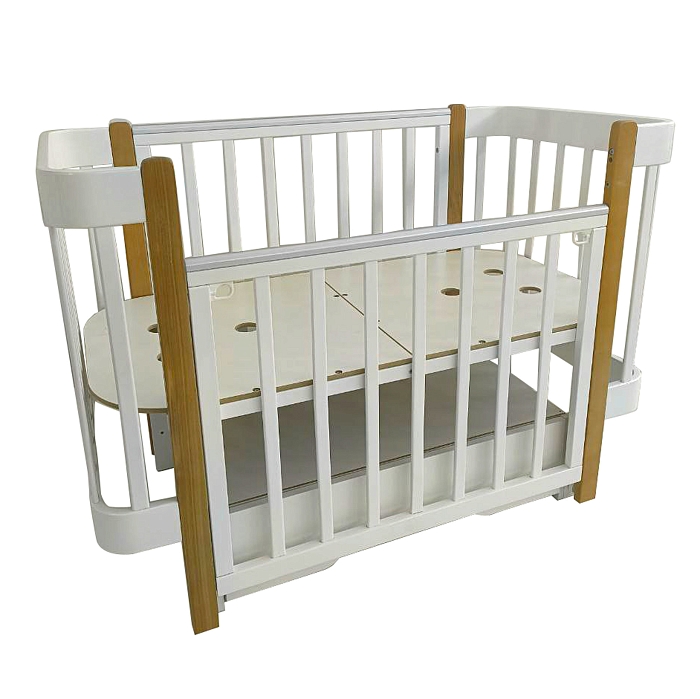 Кровать детская Pituso Olivia маятник/ящик/автостенка/колесо 120х60 см Белый-бук — фото 7