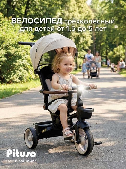 Велосипед трехколесный Pituso Elite Pro Beige/Бежевый — фото 1