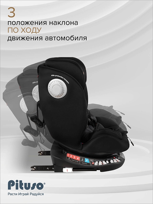 Автокресло 0-36 кг Pituso Roys+ Black, Black Inlay /Черный,Черный вкладыш — фото 10