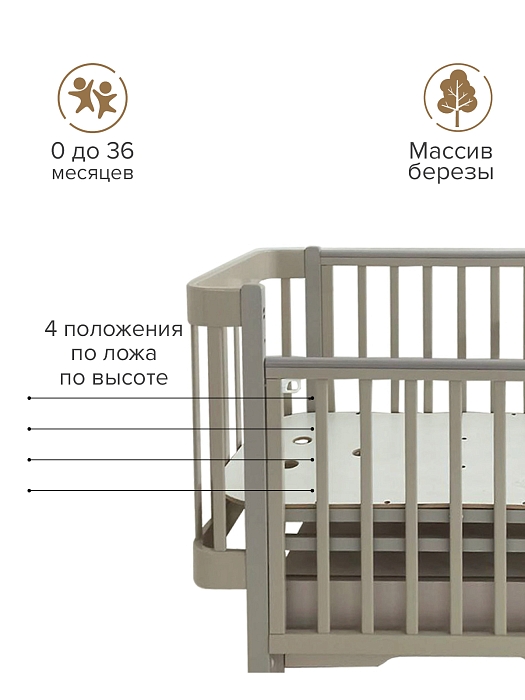 Кровать детская Pituso Olivia маятник/ящик/автостенка/колесо 120х60 см Капучино — фото 6