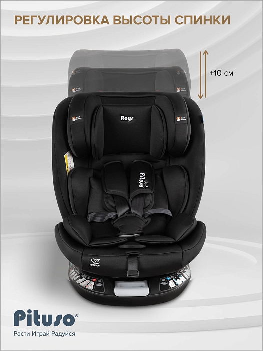 Автокресло 0-36 кг Pituso Roys+ Black, Black Inlay /Черный,Черный вкладыш — фото 7