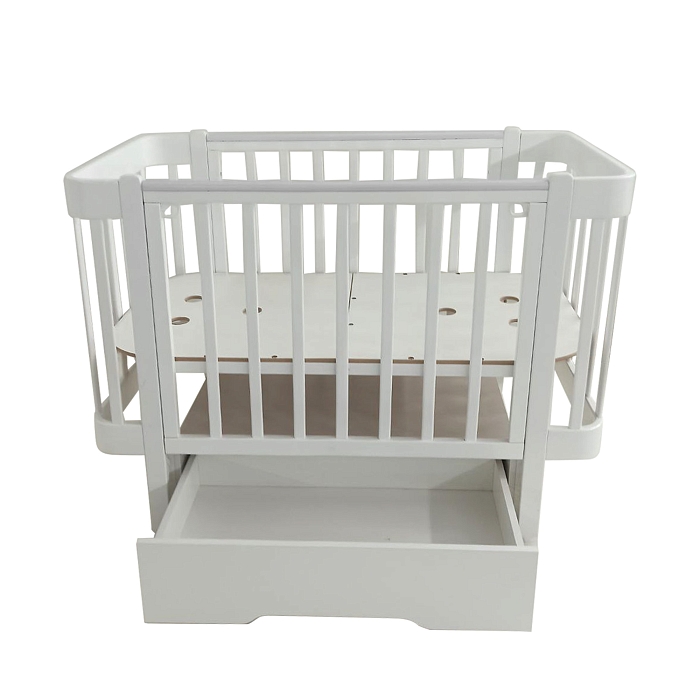 Кровать детская Pituso Olivia маятник/ящик/автостенка/колесо 120х60 см Белый-белый — фото 4