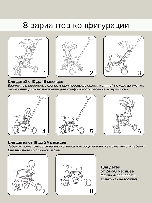 Велосипед трехколесный Pituso Leve Pro Khaki/Хаки — фото 12