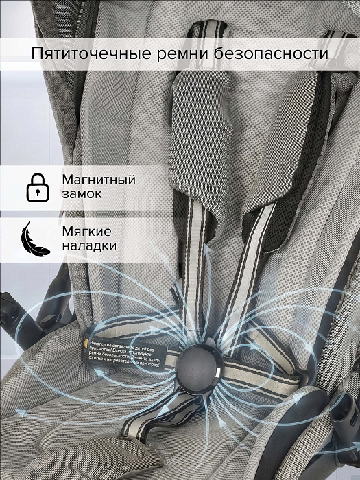 Прогулочная коляска Pituso Carbon RX серая — фото 16