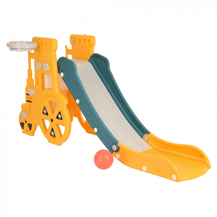 Детская горка Pituso с баскетбольным кольцом Ретро Yellow/Желтый — фото 1