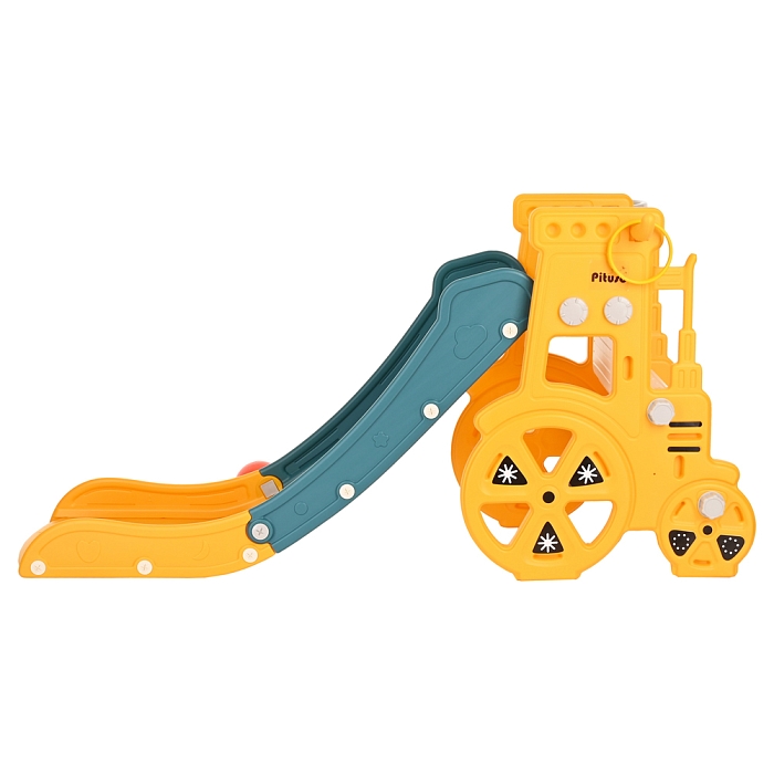 Детская горка Pituso с баскетбольным кольцом Ретро Yellow/Желтый — фото 4