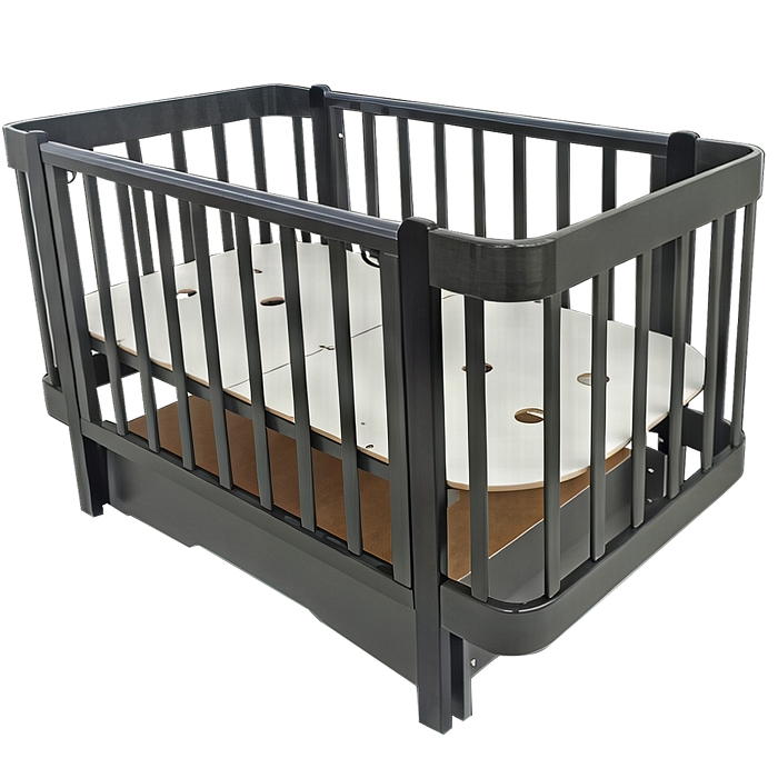 Кровать детская Pituso Olivia маятник/ящик/автостенка/колесо 120х60 см Серый — фото 2