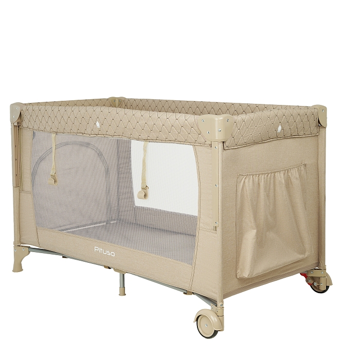Манеж-кровать Pituso Valencia с опускающимся бортиком Бежевый — фото 8